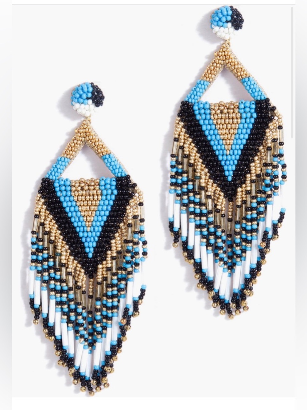 NWT Deepa Gurnani “Bina” Beaded Tassel Drop Earrings - 4.5”